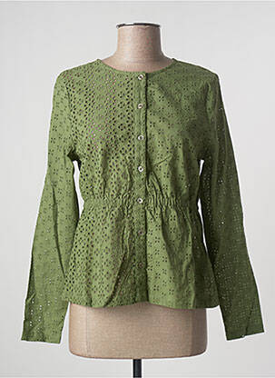 Chemisier coupe cintrée manches longues vert ICHI femme