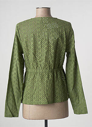 Chemisier coupe cintrée manches longues vert ICHI femme