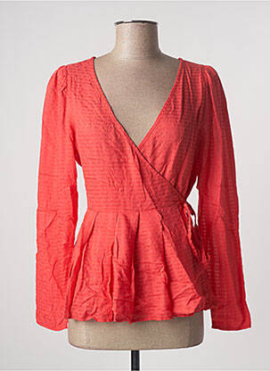 Gilet cache-cœur coupe cintrée rouge ICHI femme