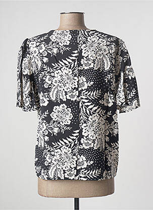 Blouse imprimé fleurs manches courtes noir GRACE & MILA femme
