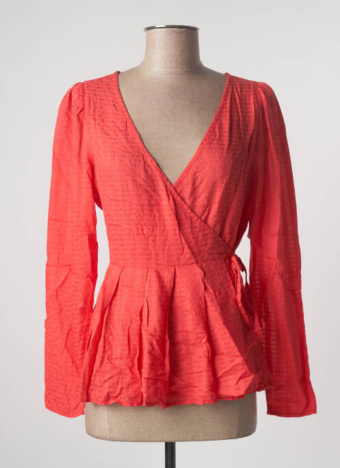 Gilet cache-cœur coupe cintrée rouge ICHI femme