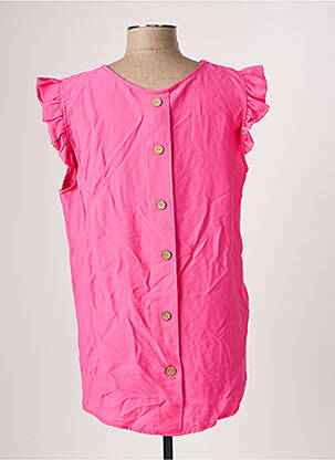 Top tissage crêpe manches courtes rose LAMIAR femme