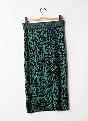 Jupe mi-longue taille haute vert ICHI femme