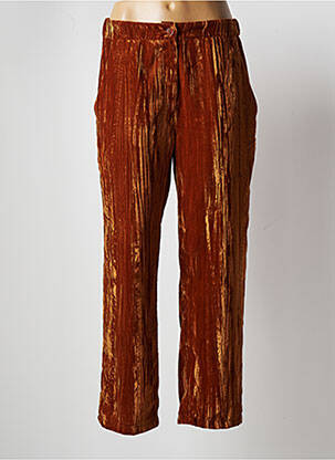 Pantalon droit fermeture zippée sous rabat boutonné taille normale marron DIXIE femme