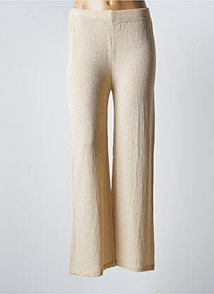 Pantalon droit stretch taille haute beige MADE IN ITALY femme