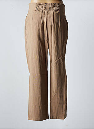 Pantalon droit fermeture zippée sous rabat avec crochet taille haute beige RUE MAZARINE femme