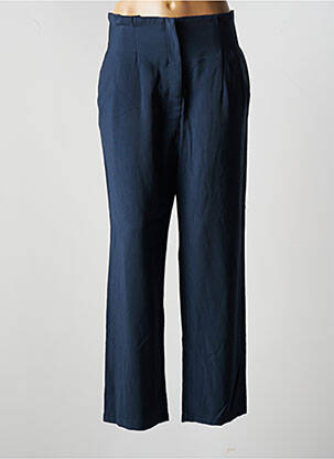 Pantalon droit fermeture zippée sous rabat avec crochet taille haute bleu RUE MAZARINE femme