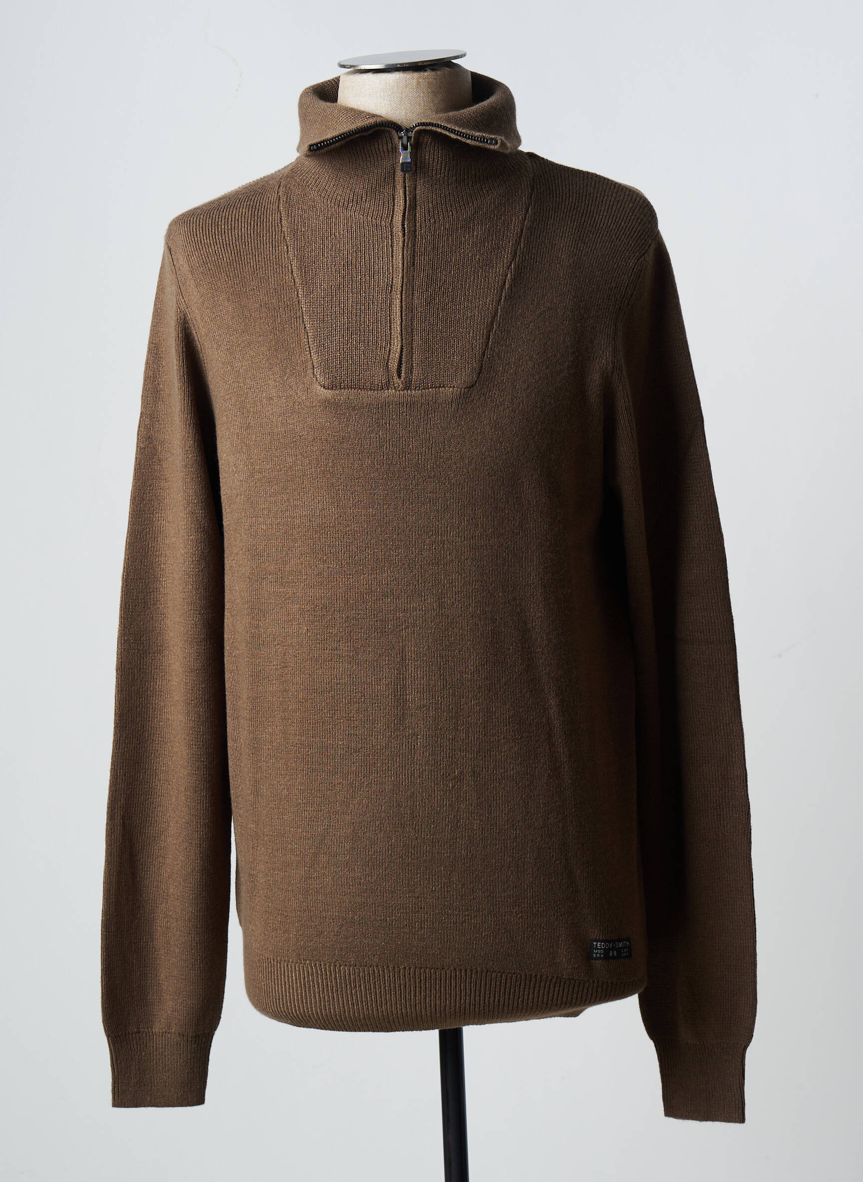 Pull stretch manches longues marron TEDDY SMITH homme