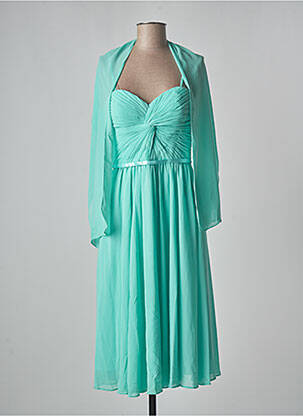 Robe mi-longue doublure fines bretelles vert FRANCE MODE femme