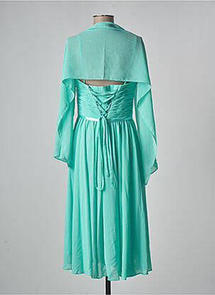 Robe mi-longue doublure fines bretelles vert FRANCE MODE femme