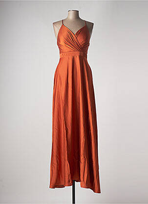 Robe longue manches bretelles ajustables fines bretelles orange LAUTINEL PARIS femme