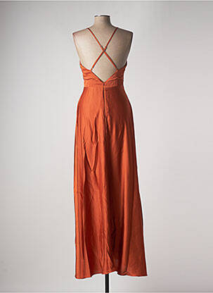 Robe longue manches bretelles ajustables fines bretelles orange LAUTINEL PARIS femme