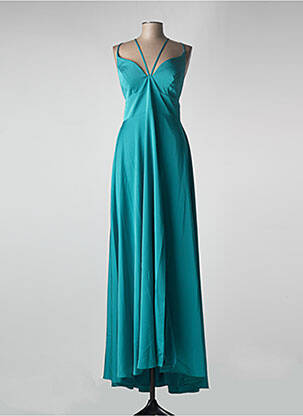Robe longue coupe évasée fines bretelles bleu FRANCE MODE femme