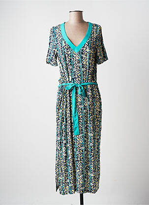 Robe longue imprimé fantaisie manches courtes bleu ESPRIT DE LA MER femme