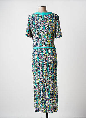 Robe longue imprimé fantaisie manches courtes bleu ESPRIT DE LA MER femme