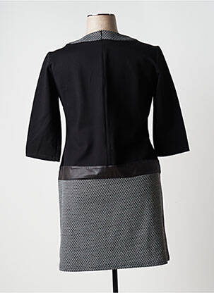 Robe mi-longue imprimé fantaisie manches longues noir HALOGENE femme