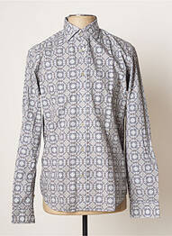 Chemise manches longues imprimé fantaisie bleu FIL NOIR homme