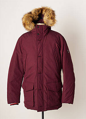Parka poignets bords-côtes a capuche rouge TOMMY HILFIGER homme