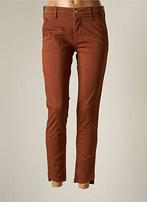 Pantalon chino tissage popeline taille normale marron FIVE femme