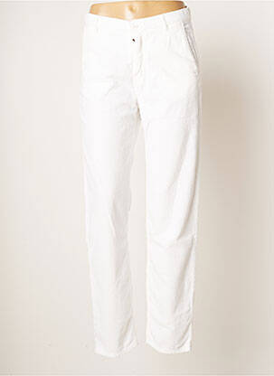 Pantalon chino fermeture zippée sous rabat boutonné taille normale blanc FIVE femme
