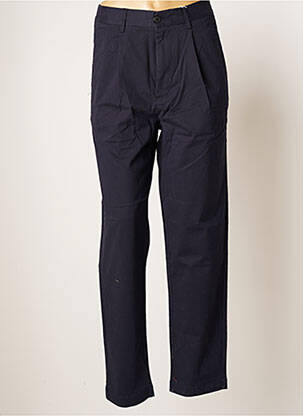Pantalon chino fermeture zippée sous rabat boutonné taille haute bleu MINIMUM femme
