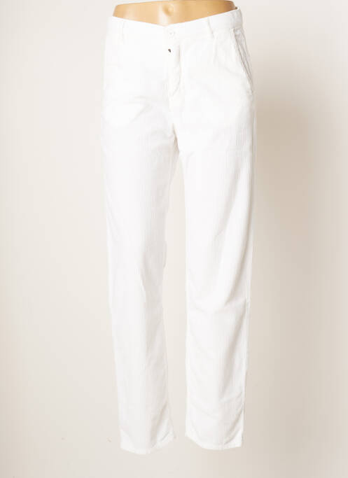 Pantalon chino fermeture zippée sous rabat boutonné taille normale blanc FIVE femme