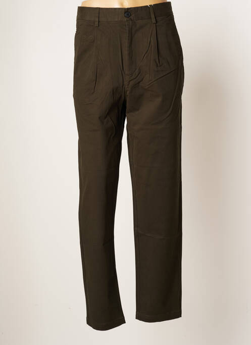Pantalon chino fermeture zippée sous rabat boutonné taille haute vert MINIMUM femme