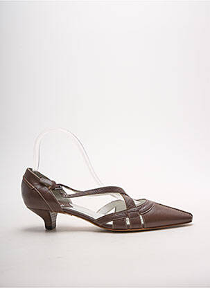 Sandales/nu pieds tissage satiné talon de 4 à 6cm marron DYVA femme