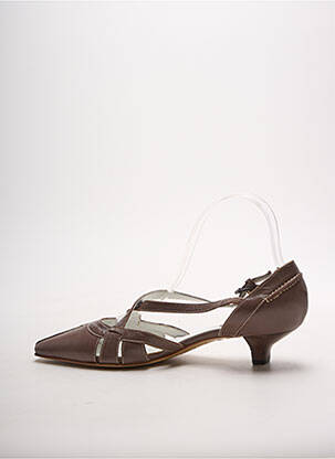 Sandales/nu pieds tissage satiné talon de 4 à 6cm marron DYVA femme