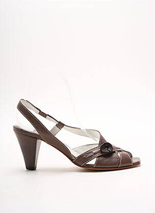 Sandales/nu pieds matière lisse talon de 4 à 6cm marron DYVA femme