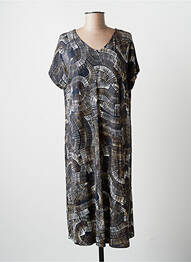 Robe mi-longue coupe fluide manches courtes bleu CISO femme