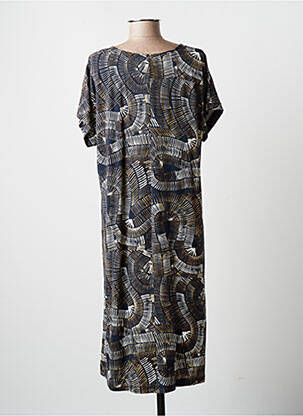 Robe mi-longue coupe fluide manches courtes bleu CISO femme