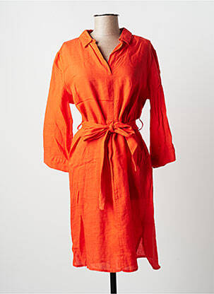 Robe mi-longue manches 3/4 manches 3/4 orange TONI femme