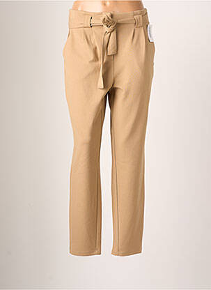 Pantalon droit tissage crêpe taille normale beige GARCIA femme