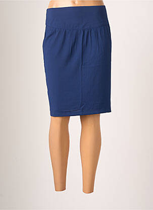 Jupe mi-longue coupe droite bleu FELINO femme