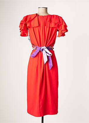 Robe mi-longue fermeture zippée au dos manches courtes rouge MATILDE CANO femme