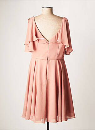 Robe mi-longue fermeture zippée au dos manches courtes beige FASHION NEW YORK femme