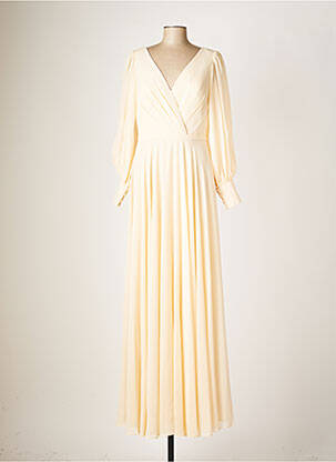 Robe longue manches longues manches longues beige FASHION NEW YORK femme