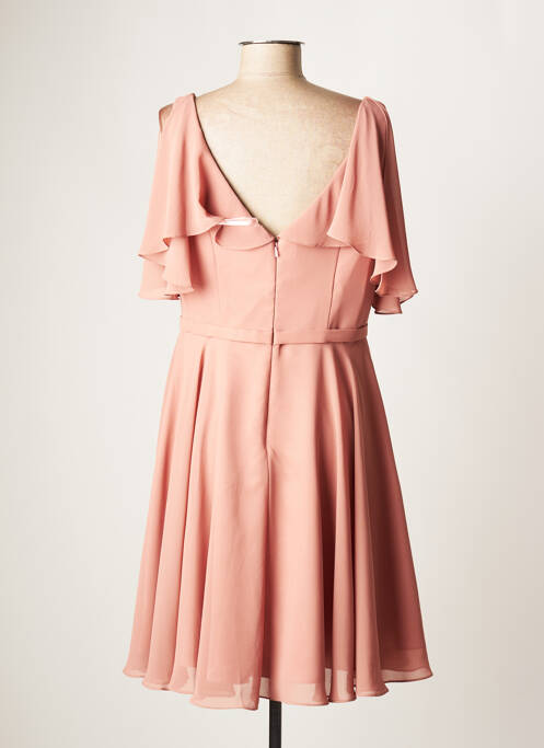 Robe mi-longue fermeture zippée au dos manches courtes beige FASHION NEW YORK femme