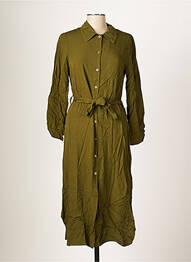 Robe longue manches longues manches longues vert BLANC BOHEME femme