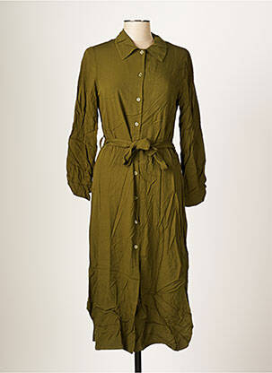 Robe longue manches longues manches longues vert BLANC BOHEME femme