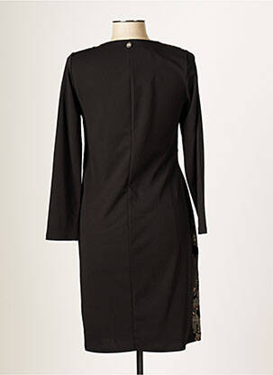 Robe mi-longue imprimé fleurs manches longues noir BLANC BOHEME femme