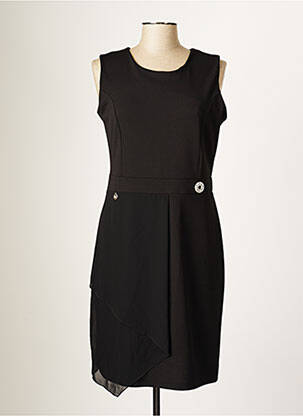 Robe mi-longue tissage crêpe sans manche noir BLANC BOHEME femme
