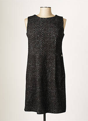 Robe mi-longue sans manche sans manche noir BLANC BOHEME femme