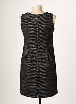 Robe mi-longue sans manche sans manche noir BLANC BOHEME femme