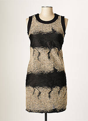 Robe mi-longue sans manche sans manche noir BLANC BOHEME femme