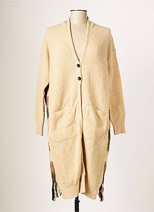 Gilet manches longues stretch beige BLANC BOHEME femme