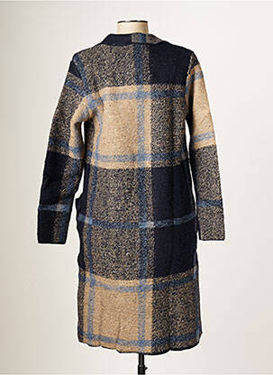 Manteau long coupe cintrée sans capuche bleu BLANC BOHEME femme