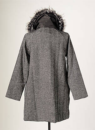 Manteau long coupe droite sans capuche gris BLANC BOHEME femme