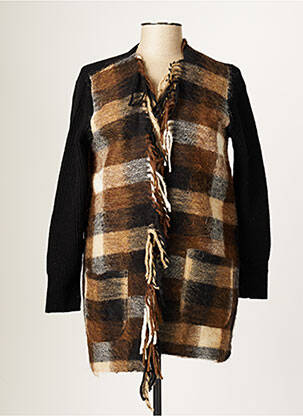 Gilet manches longues stretch noir BLANC BOHEME femme